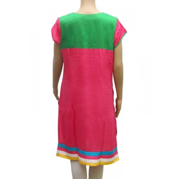 Generic Women's Rayon Kurtis (Pink, Green, L) - Image 3