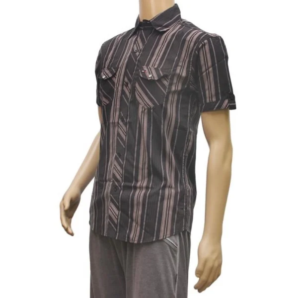 Mens Poly Casual Men Shirts (Black, Grey, L) - Image 4