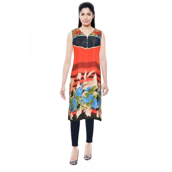 Generic Women's Synthetic Kurtis (Orange, L)