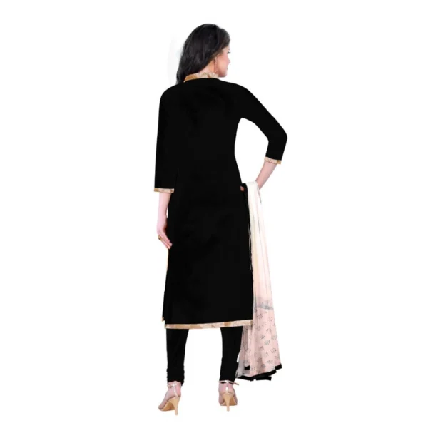 Generic Women's Cotton Unstitched Salwar-Suit Material With Dupatta (Black, 2-2.5mtrs) - Image 2