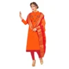 Generic Women's South Slub Cotton Unstitched Salwar-Suit Material With Dupatta (Oranage, 2-2.5mtrs)