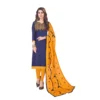 Generic Women's Slub Cotton Unstitched Salwar-Suit Material With Dupatta (Navy Blue, 2 Mtr)