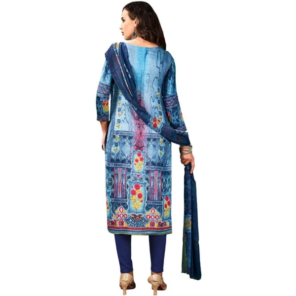 Generic Women's Cotton Unstitched Salwar-Suit Material With Dupatta (Blue, 2.5 Mtr) - Image 4