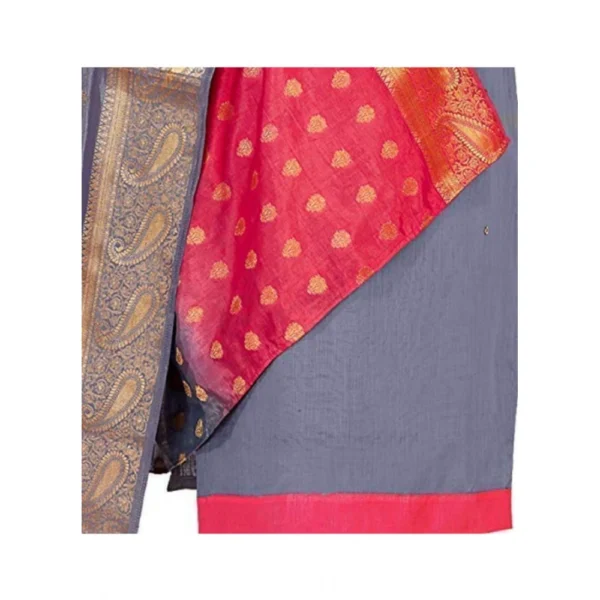 Generic Women's Slub Cotton Unstitched Salwar-Suit Material With Dupatta (Grey, 2 Mtr) - Image 2