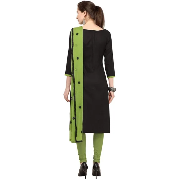 Generic Women's Slub Cotton Unstitched Salwar-Suit Material With Dupatta (Black, 2 Mtr) - Image 3