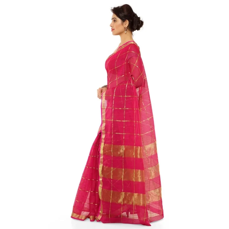 Alternative view of Women's Kota Doria Cotton Saree With Blouse (Rani,6-3 Mtrs)