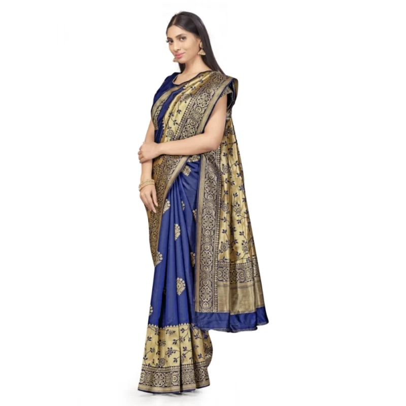 Alternative view of Generic Women's Banarasi Silk Saree (Navy Blue,5-6 Mtrs)
