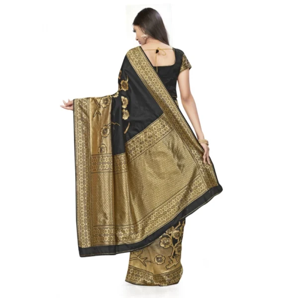 Generic Women's Banarasi Silk Saree (Black,5-6 Mtrs) - Image 4