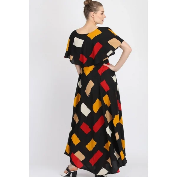 Generic Women's Crepe Printed Half Sleeves Full Length Gown(Multi) - Image 4