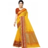 Generic Women's Kota Doria Cotton Border Saree With Blouse (Yellow, 5-6 Mtrs)