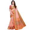 Women's Kota Doria Cotton Woven Butta Saree With Blouse (Peach, 5-6 Mtrs)