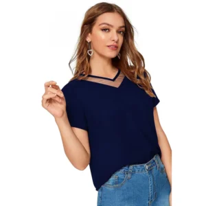 Alternative view of Women's Polyester, Knitting Western Wear T-Shirt (Blue)