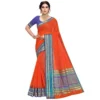 Generic Women's Kota Doria Cotton Bordered Saree With Blouse (Fanta, 5-6 Mtrs)