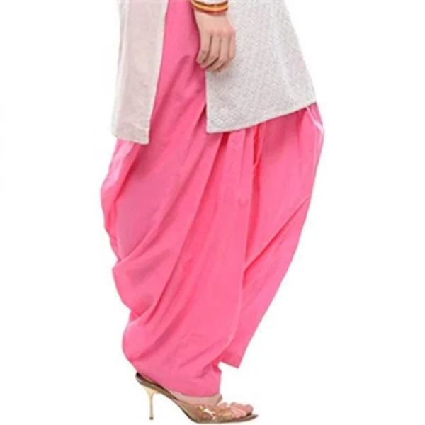 Generic Women's Cotton Solid Patiyala (Color:Baby Pink) - Image 5