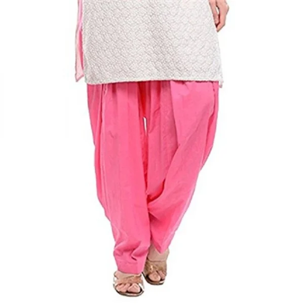 Generic Women's Cotton Solid Patiyala (Color:Baby Pink) - Image 3
