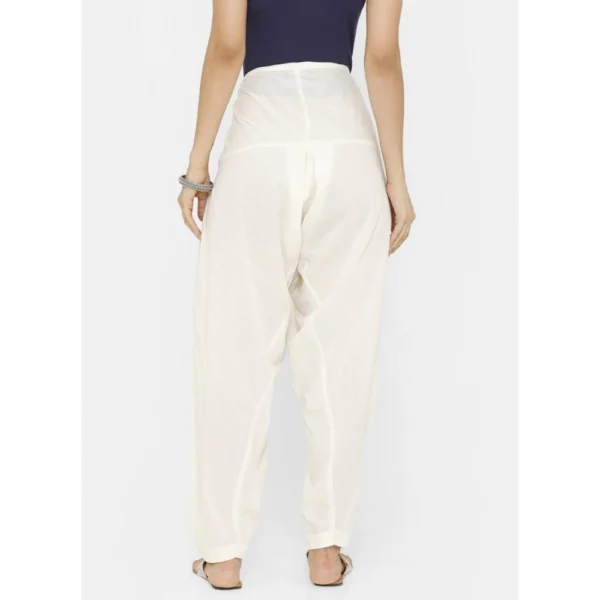 Generic Women's Cotton Solid Patiyala (Color:Half White) - Image 4
