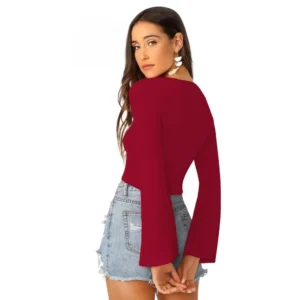 Alternative view of Women's 95% Polyester 5% Spandex Western Wear Tops (Maroon)