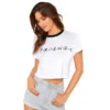 Women's Cotton Western Wear T Shirt (White)