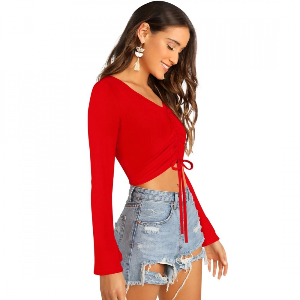 Women's 95% Polyester 5% Spandex Western Wear Tops (Red) - Image 3