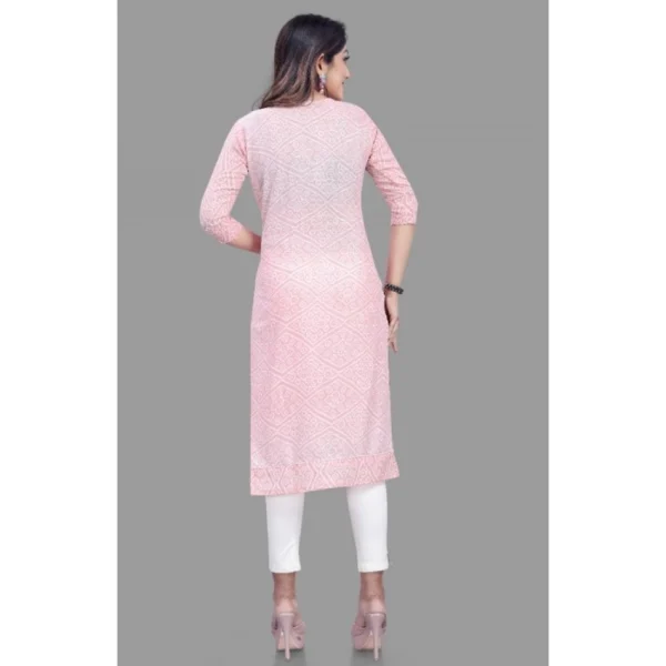 Generic Women's Cotton Straight Kurti (Pink) - Image 2