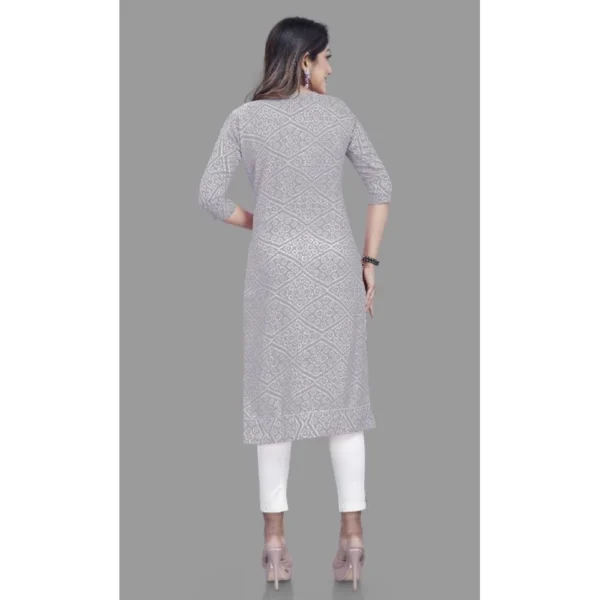 Women's Cotton Straight Kurti (Grey) - Image 2