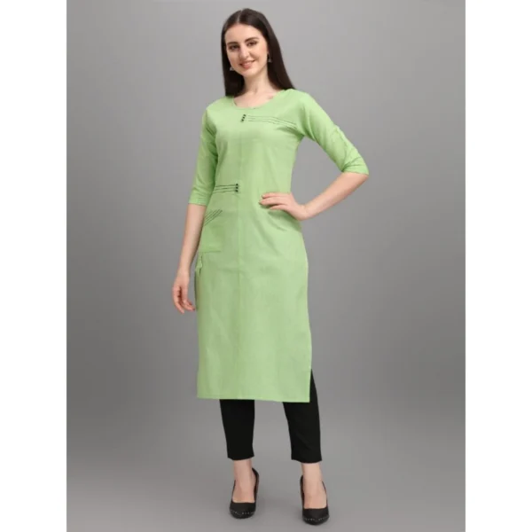 Generic Women's Cotton Straight Kurti (Pista) - Image 5