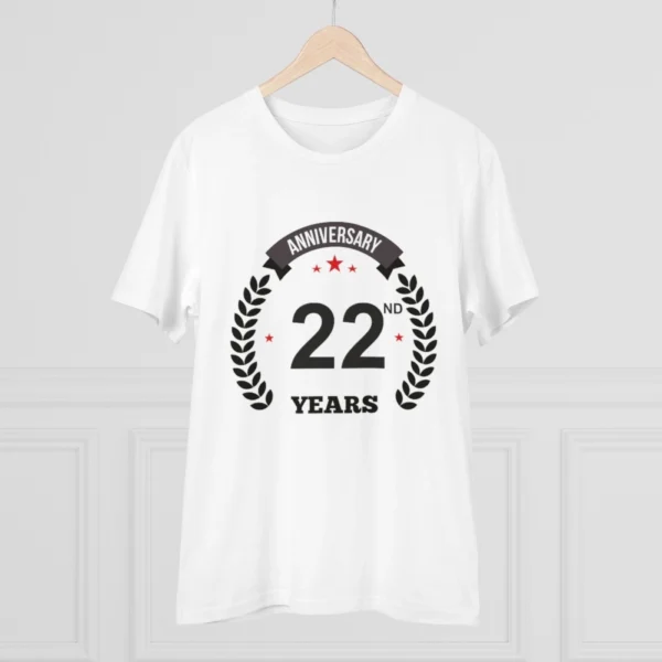Men's PC Cotton 22nd Anniversary Printed T Shirt (Color: White, Thread Count: 180GSM) - Image 3