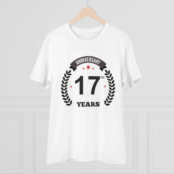 Men's PC Cotton 17th Anniversary Printed T Shirt (Color: White, Thread Count: 180GSM) - Image 3