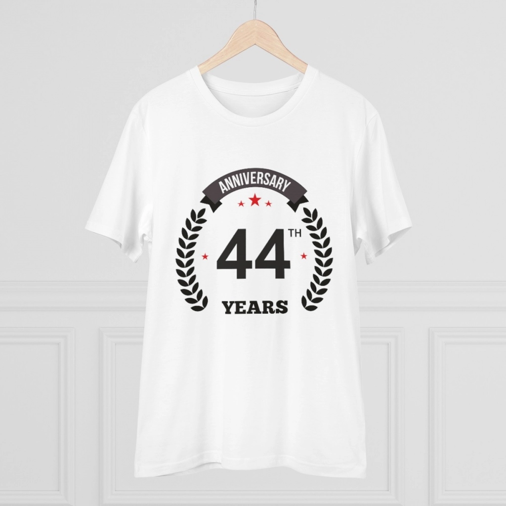 Men's PC Cotton 44th Anniversary Printed T Shirt (Color: White, Thread Count: 180GSM) - Image 3