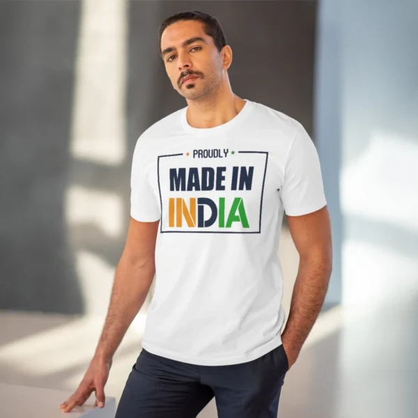 Men's PC Cotton Made In India Printed T Shirt (Color: White, Thread Count: 180GSM) - Image 6