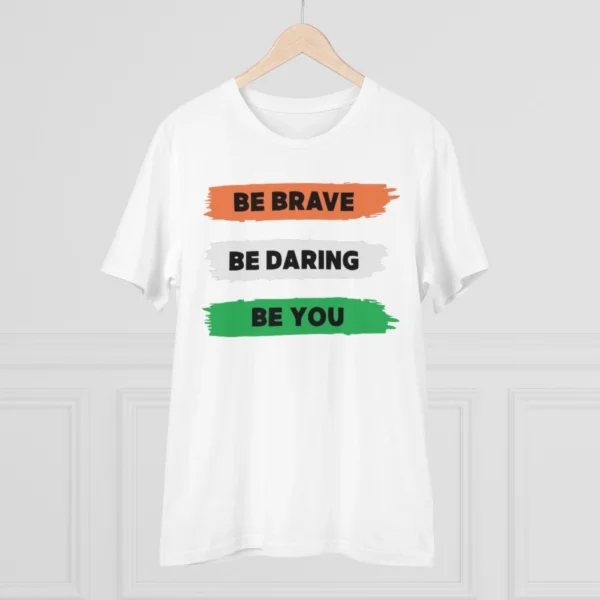 Men's PC Cotton Be Brave Be You Printed T Shirt (Color: White, Thread Count: 180GSM) - Image 3