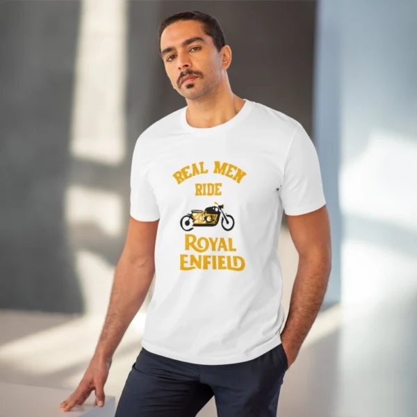 Men's PC Cotton Bike Ride Design Printed T Shirt (Color: White, Thread Count: 180GSM) - Image 6