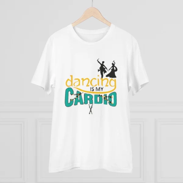 Men's PC Cotton Dancing Is My Cardio Printed T Shirt (Color: White, Thread Count: 180GSM) - Image 3