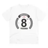 Men's PC Cotton 8th Anniversary Printed T Shirt (Color: White, Thread Count: 180GSM)