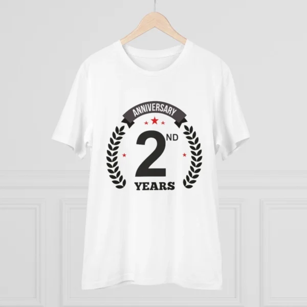 Men's PC Cotton 2nd Anniversary Printed T Shirt (Color: White, Thread Count: 180GSM) - Image 3