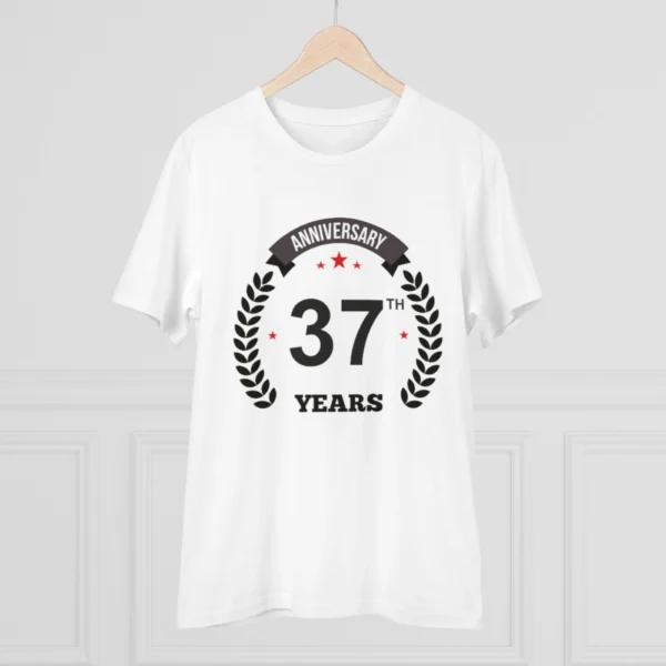 Men's PC Cotton 37th Anniversary Printed T Shirt (Color: White, Thread Count: 180GSM) - Image 3