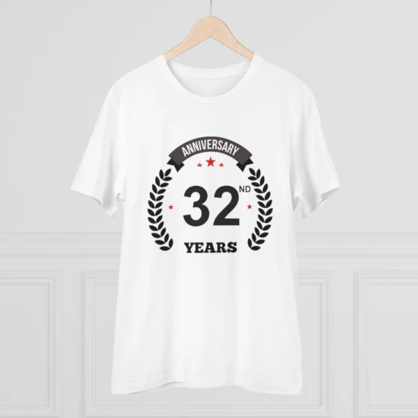 Men's PC Cotton 32nd Anniversary Printed T Shirt (Color: White, Thread Count: 180GSM) - Image 3