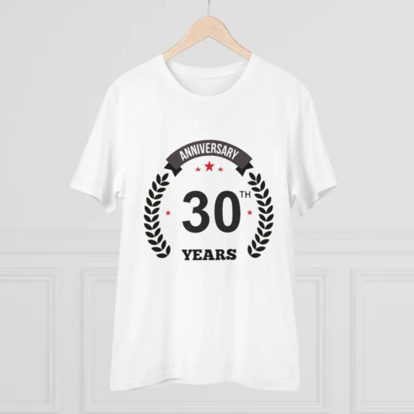 Men's PC Cotton 30th Anniversary Printed T Shirt (Color: White, Thread Count: 180GSM) - Image 3