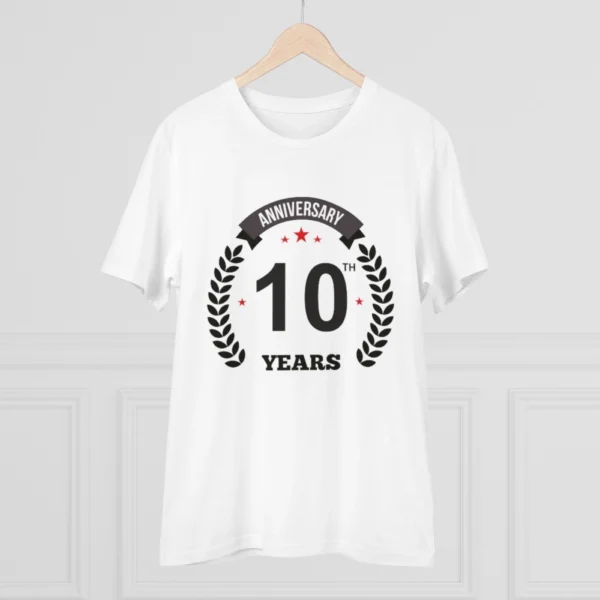 Men's PC Cotton 10th Anniversary Printed T Shirt (Color: White, Thread Count: 180GSM) - Image 3
