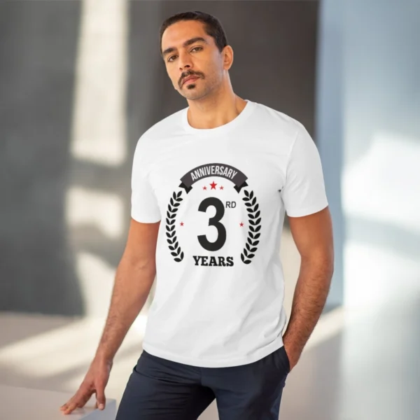 Men's PC Cotton 3rd Anniversary Printed T Shirt (Color: White, Thread Count: 180GSM) - Image 6