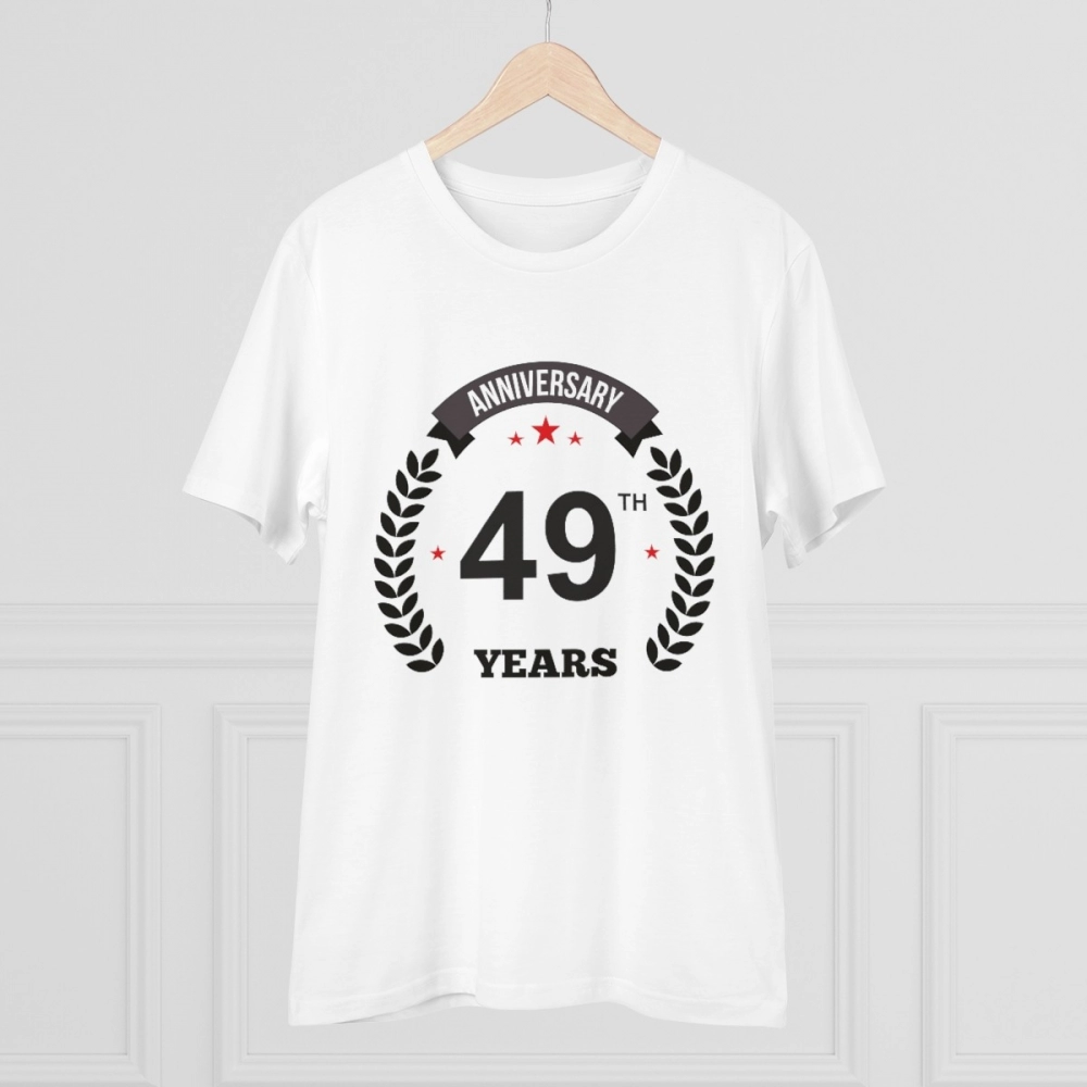 Men's PC Cotton 49th Anniversary Printed T Shirt (Color: White, Thread Count: 180GSM) - Image 3