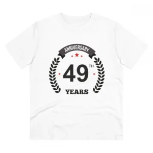 Men's PC Cotton 49th Anniversary Printed T Shirt (Color: White, Thread Count: 180GSM)