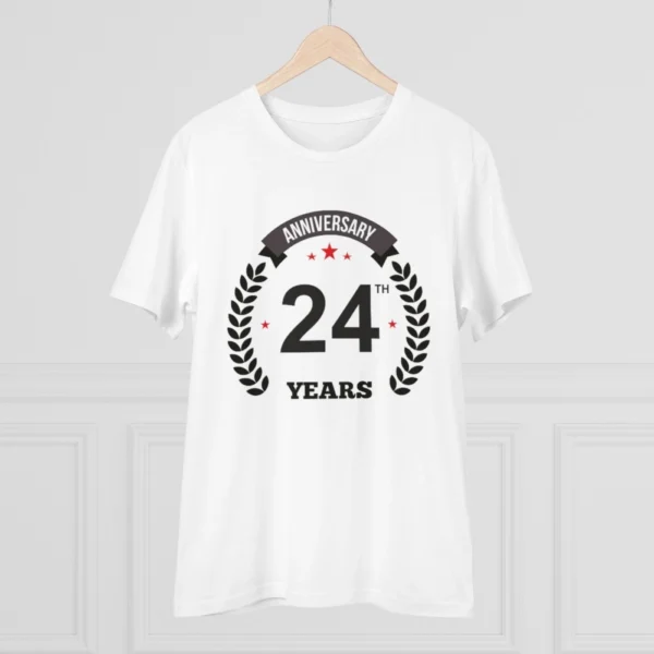 Men's PC Cotton 24th Anniversary Printed T Shirt (Color: White, Thread Count: 180GSM) - Image 3