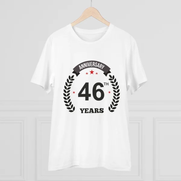 Men's PC Cotton 46th Anniversary Printed T Shirt (Color: White, Thread Count: 180GSM) - Image 3