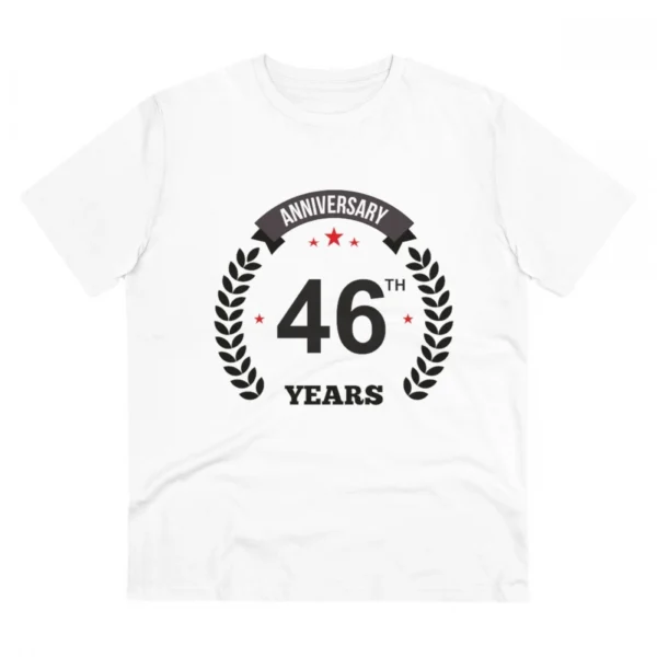 Men's PC Cotton 46th Anniversary Printed T Shirt (Color: White, Thread Count: 180GSM)