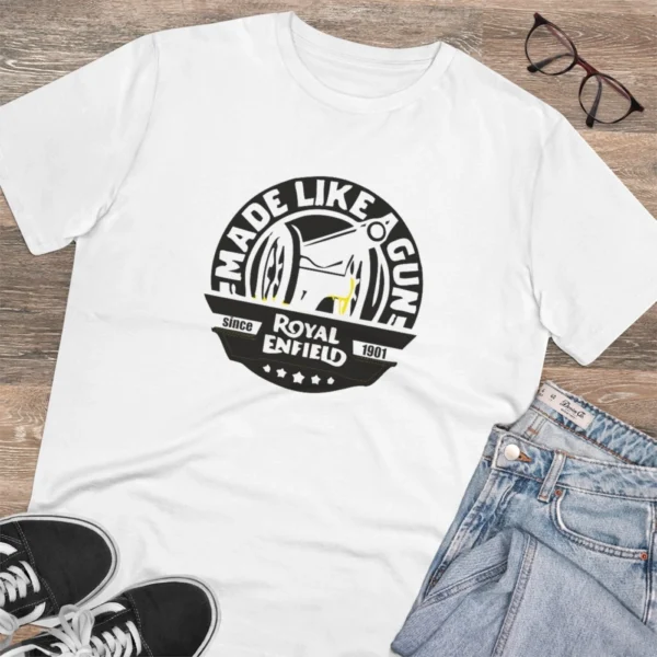Men's PC Cotton Bike Ride Design Printed T Shirt (Color: White, Thread Count: 180GSM) - Image 4