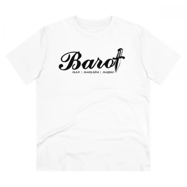 Men's PC Cotton Cast Design Barot Printed T Shirt (Color: White, Thread Count: 180GSM)