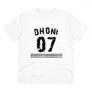 Men's PC Cotton Cricket Design Printed T Shirt (Color: White, Thread Count: 180GSM)