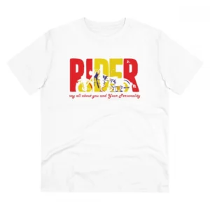 Men's PC Cotton Bike Ride Design Printed T Shirt (Color: White, Thread Count: 180GSM)