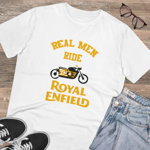 Men's PC Cotton Bike Ride Design Printed T Shirt (Color: White, Thread Count: 180GSM) - Image 4